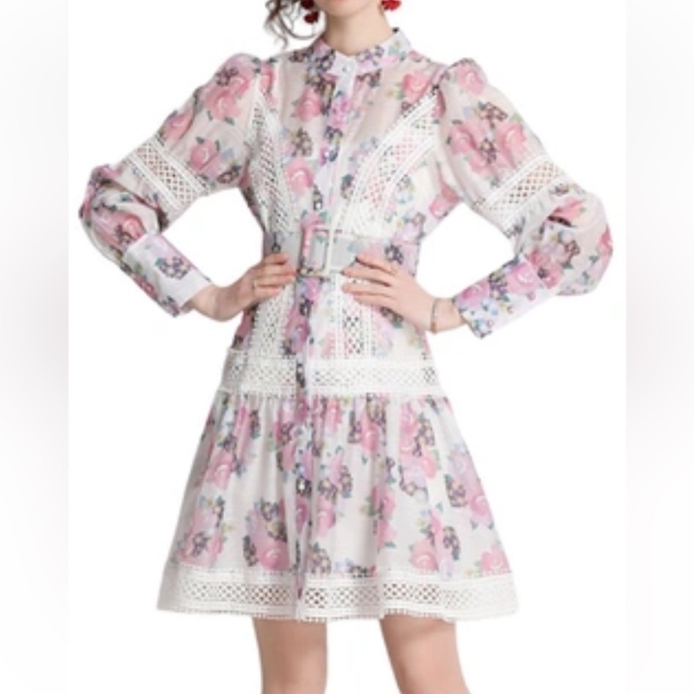 DALIA MACPHEE Floral A-Line Dress Medium PINK Floral. E90